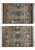 Both silk rugs shown flat one above the other, identical grey and black fields with ivory fringes