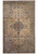 Whole rug seen from above, ivory floral field, dark central medallion, olive green outer border