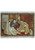 Full view of 3'3" x 5' Persian pictorial rug showing four figures in fortune reader scene
