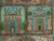 Teal center panel showing two domed Persian monuments framed by carved columns and cypresses