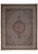 Overhead view of 13x17 Persian Tabriz Mahi rug with ivory herati field and floral border