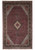 Full overhead view of 12' x 18'6" ruby red Mahi Tabriz design rug with ivory diamond medallion