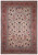 Ivory field Persian Isfahan rug with red floral border and all-over vine scroll design