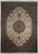 Full view of 9x12 Persian Tabriz rug with ivory field, floral medallion and teal blue border