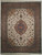 Full overhead view of 8' x 10' ivory Persian Tabriz rug with blue central medallion