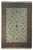 Ivory all over floral Oriental rug with brick red border shown flat from above