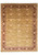 Olive gold field and deep burgundy floral border on this oversize hand-knotted Agra wool rug