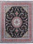 8x10 black Persian Tabriz rug with ivory center medallion and dusty rose floral border