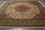 12' x 12'7" Tabriz rug photographed flat on grey floor showing full medallion and border layout