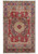 Full view of red and ivory 6'5" x 9'10" Persian Tabriz rug with vase motifs