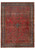 10'8 x 14'6 antique Persian Sarouk rug laid flat, tomato red field, indigo floral border