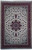 Overhead view of 6'7" x 9'8" Persian Tabriz rug with ivory floral field and burgundy border