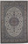 Ivory field Persian Nain rug with navy floral vinework and round central medallion