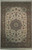Ivory field Persian Tabriz rug with sage green border and layered central floral medallion, full view