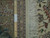 Ruler measuring knot density on rug back beside authentic hand-knotted Persian label and ivory fringe