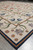 Standing view along the wide floral border ending in navy and copper edge stripes