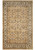 12 x 18 gold Soltanabad wool rug photographed flat with wide ivory palmette border