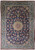 Navy blue 9'2" x 13' Persian Esfahan rug with ivory medallion and sky blue floral border