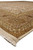 Side view of large 9 by 12 area rug showing taupe border and ivory fringe