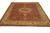 9'1" x 12'3" Indian wool rug angled view showing full maroon field and ivory borders