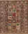 Overhead view of 8'2" x 9'11" Soltani Ziegler rug with taupe field and multicolored panel medallions