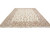 10' x 14' Tabriz design rug photographed flat showing ivory field and wide beige borders
