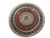 Deep red and ivory silk Oriental rug photographed flat, showing circular gonbad medallion and scalloped borders