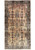 Antique Persian Sarouk rug with peach field and navy floral border shown in full overhead view