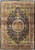 11'10" x 17' Persian Tabriz rug with navy medallion field and burgundy floral border