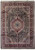 Overhead view of 8'6" x 11'8" black and burgundy wool and silk Tabriz design rug