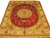 8' x 10' Chinese Oriental rug on white, red field with large ivory medallion