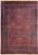 Full overhead view of burgundy Persian Khorasan rug with dense all-over vine and palmette field