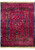 Burgundy Persian Kashan rug with blue vase, love birds and navy calligraphy poem border