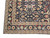 Corner detail showing ivory guard stripes, olive leafwork and red blossoms on navy border