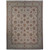 Ivory Persian Tabriz rug with all-over rosette field and pale green floral border, full view