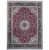 Red field Persian Tabriz rug with ivory star medallion and navy floral border, full overhead view
