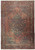 Antique Persian Tabriz rug with brick field, navy lobed medallion and dense floral borders, full view