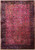 Full overhead view of 9'9" x 15' antique Persian Kashan rug with rose red allover floral field