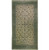 Ivory field Persian Kashan rug with sage green floral border and all-over vine design, studio view