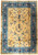 Golden brown field with navy blue borders on this 1930s Chinese Art Deco hand-knotted wool rug