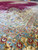 Corner detail with soft blue green border, rose inner band and ivory spandrel flower sprays