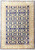 Full overhead view of navy Persian Mahal rug with ivory border and salmon floral vines
