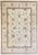 Ivory all over floral Chobi rug with taupe palmettes and multiple hand-knotted wool borders