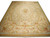 Beige Aubusson rug 12x18 with ivory field, rose bouquets and gold scrollwork shown full view