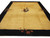 9'10" x 14' Chinese Art Deco rug in golden tan with black border and pagoda