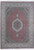 8'3 x 11'2 Persian Tabriz Mahi rug shown flat with rust red Herati field and ivory border