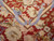 Close detail of powder blue and tan guard stripes meeting among pink and ivory blossoms