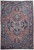 Antique Persian Heriz rug with rust red field, navy border and ivory geometric medallion centered