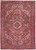 Rustic red Persian Heriz rug with ivory geometric medallion, navy corner spandrels and black palmette border