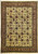 Overhead view of ivory Persian Tabriz rug with dense all over floral palmette field and camel border